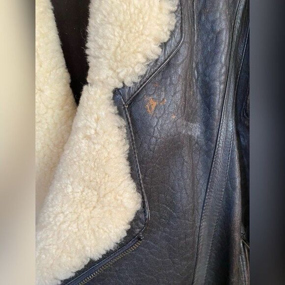 Joint Intl Men’s Bomber Jacket 42 Black Leather Harley Davidson Sherpa *Read* - Picture 3 of 6